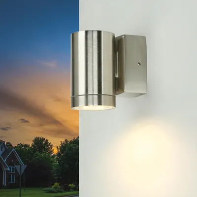 Produktbild von Außenleuchte Wand klein Messing massiv H: 10 cm in Nickel GU10 IP64 Downlight Fassadenstrahler