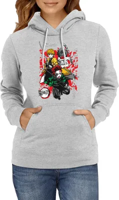Produktbild von Damen Kapuzenpullover Demon Anime Slayer Tanjiro Zenitsu Inosuke 002, Lady XS / Grau