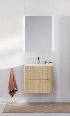 Produktbild von Badmöbel Set 2-tlg Badezimmerset AVOLI Cremona Eiche Spiegel 60cm inkl. Waschtisch