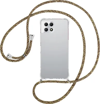 Produktbild von Handykette Backcover-Schutzhülle mit Band (Metall silberfarben) für T-Mobile REVVL 7 5G / T Phone 2 5G - braun+beige
