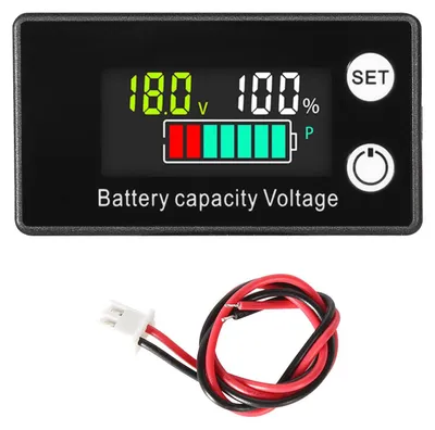 Produktbild von Batteriekapazitätsmonitor DC 8-100V mit LCD-Farbdisplay und Alarmfunktion – Batteriestandsanzeige für Autos, Boote und Motorräder