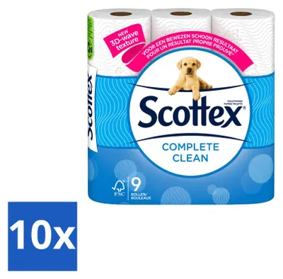 Produktbild von 10 x Scottex Complete Clean Toiletpapier 2-lagig - Vorteilspackung - 10 Stücke