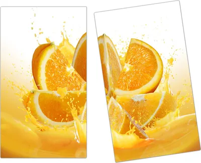 Produktbild von Spritzschutz Herdabdeckplatte Schneidebrett aus Glas Orangenschnitze 2-Teilig (60x52cm)