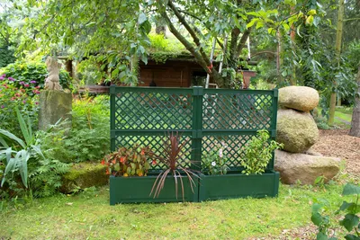 Produktbild von KHW Pflanzkasten groß mit Zentralspalier (2-tlg.) 100 cm 2er-Set grün