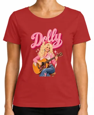 Produktbild von Dolly Parton Country Musik Sängerin Gitarre Cowgirl Western Retro Damen T-Shirt, Rot, L