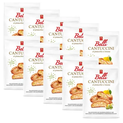 Produktbild von Belli Cantuccini Mandelgebäck mit Pistazien kandierten Zitronenschalen 10x200g