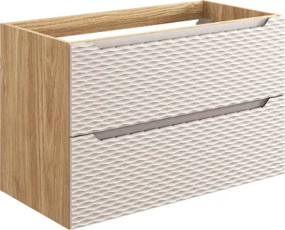 Imagen del producto de Mueble para lavabo FURNLUX, color beige y roble, 90 cm / Color principal: Beige / Dimensiones: 90 x 57 x 46 cm