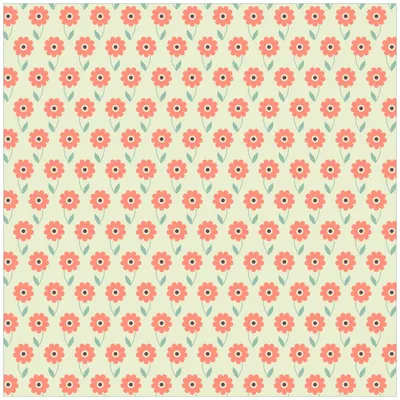 Produktbild von Wallario Premium Glasbild, freischwebende Optik, kräftige Farben, Größe 50 x 50 cm Motiv Muster mit roten Blumen und grünen Blättern