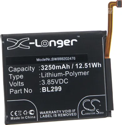Produktbild von vhbw Akku kompatibel mit Lenovo Z5s, L78071 Handy Smartphone Telefon (3250 mAh, 3,85 V, Li-Polymer)