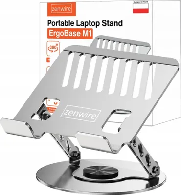 Obrázek produktu pro Stojan - Podpěra pro notebook - Podpěra pro tablet - Nastavitelný - Chlazení - Otočný - Šedý - Ocel - 23,5x23,5x23,5 cm