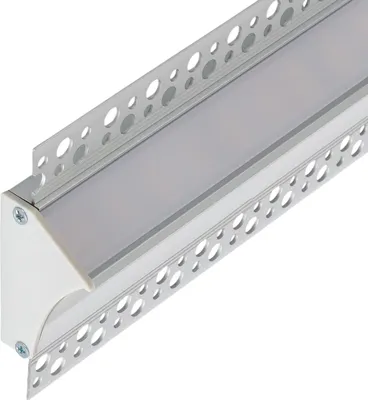 Produktbild von Aluminiumprofil Einbau für Gips/Stuckdecke für LED Streifen bin20mm mit durchgehender Abdeckung 2 m