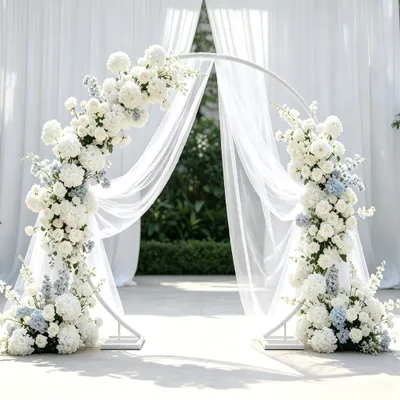 Produktbild von WISFOR Runder Hochzeitsbogen 2.2m Hintergrundrahmen Metall Ballondekoration Fotokabine DIY Eisen Blumenrahmen Ehe Bogen für Hochzeitsfeier Dekoration Outdoor Indoor