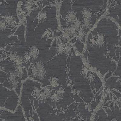 Produktbild von Livingwalls asiatische Tapete Metropolitan Stories florale Tapete Mio Tokio Vliestapete grau blau metallic 10,05 m x 0,53 m