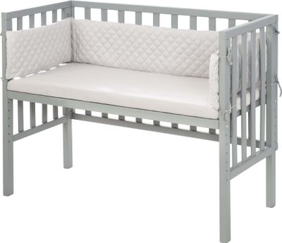 roba Beistellbett 2in1 grau, ‚roba Style‘, für alle Elternbetthöhen, inklusive Matratze, Nestchen und Barriere