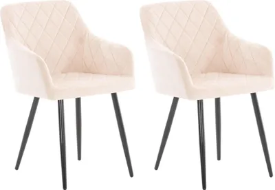 Produktbild von CLP 2er Set Esszimmerstuhl Shila beige Material Samt