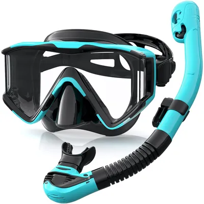 Produktbild von Schnorchelset Erwachsene, Taucherbrille mit Schnorchel, 3-Fenster-Schnorchelmaske Anti-Fog Anti-Leck, Professional Adult Snorkeling Set für Schnorchel