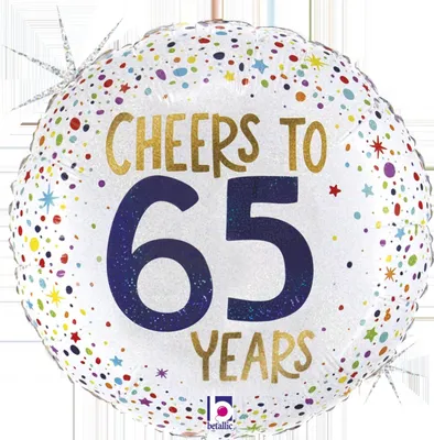 Produktbild von 18"/Ø46cm Folienballon "Cheers to 65 Years"