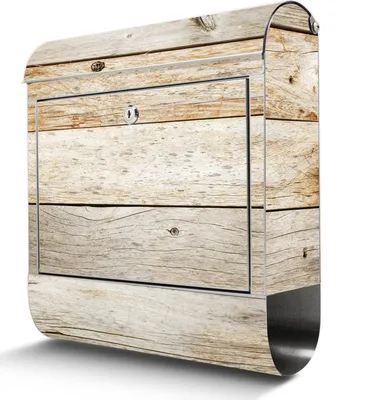 Produktbild von Edelstahl Briefkasten mit Zeitungsfach Graues Holz großer Design Postkasten rostfrei, A4 Einwurf [BKGE2 12172]