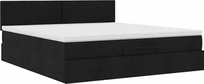 Image de Cadre de lit ottoman avec matelas noir 180x200 cm tissu