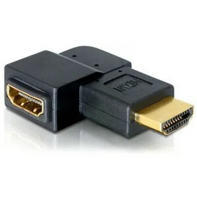 Produktbild von DeLOCK Adapter HDMI male > HDMI female 90° right, HDMI 1.3, HDMI 1.3, Schwarz