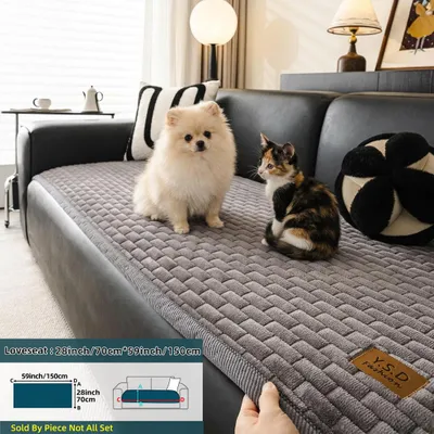 Produktbild von 1 Stück Flanell Sofabezug,rutschfest waschbar Haustierschutz,Heimdekoration,2 Sitzer L-förmige Wohnzimmer-Sofaauflage,Größe(70x150cm),Dunkelgrau