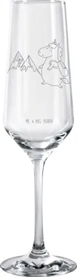 Produktbild von Mr. & Mrs. Panda Glas Einhorn Bergsteiger - Transparent - Geschenk, Proseccoglas, Sektglas, Champagnerglas, Einhörner, Trinkglas, Sektflöte, Berge, Unicorn, Weltreise