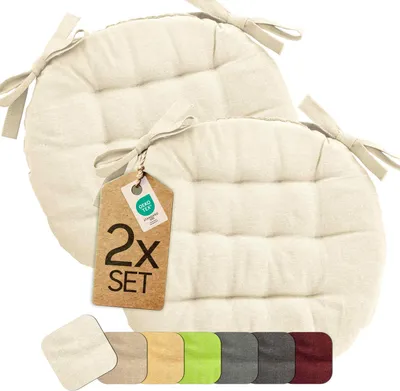 Obrázek produktu pro etérea sedák kulatý - polštář na židli vnitřní a venkovní sada 2 ks 38x38 cm - krémový - s mašlemi
