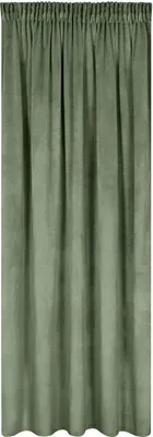 Obrázek produktu pro EUROFIRANY Záclona z voalu a sametu, 140 x 270 cm, olivově zelená, dekorativní záclona, s volánovou stuhou