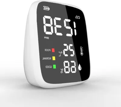 Productafbeelding van CO2 Detector - Luchtkwaliteit Tester - Binnenlucht Meten - Draagbaar Compact Design - 1600mAh Batterij - Zwart