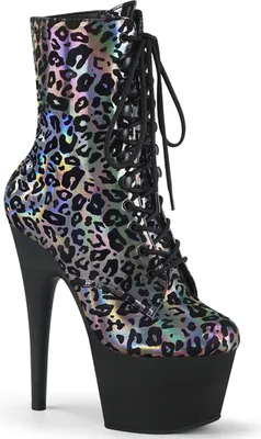 Produktbild von Pleaser ADORE-1020 Plateau Stiefeletten Holografischer Leopardenprint EU 41