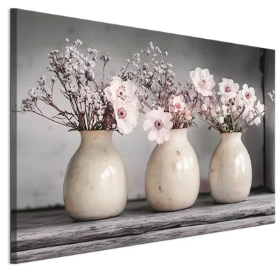 Produktbild von LUMASOUL Wandbilder Wohnzimmer Leinwandbild Blumenvase 90x60 cm1-teiliges Bild für Schlafzimmer Flur Büro und Küche modernes Foto-Motiv