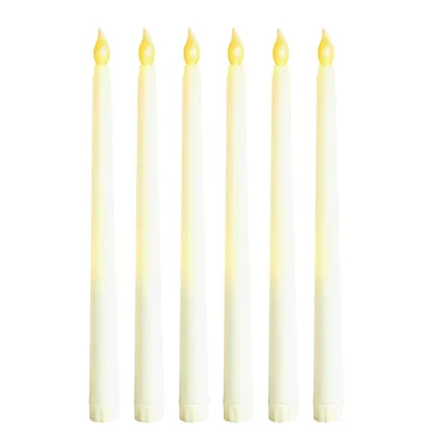 Produktbild von MasterLED LED-Stabkerzen 6er Set 27,5 cm 2000 K Flammeneffekt weiß 2 x AAA