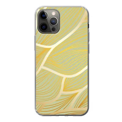 Produktbild von MuchoWow® Handyhülle Schutzhülle Hülle für iPhone 12 Pro Goldene Wellen auf grünem Hintergrund Silikon Softcase Handy Hülle - Abdeckung