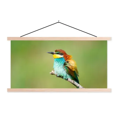 Produktbild von MuchoWow® Textilposter Vogel - Tiere - Bienenfresser 120x60 cm mit holzfarbenen Rahmen - Klemmleiste