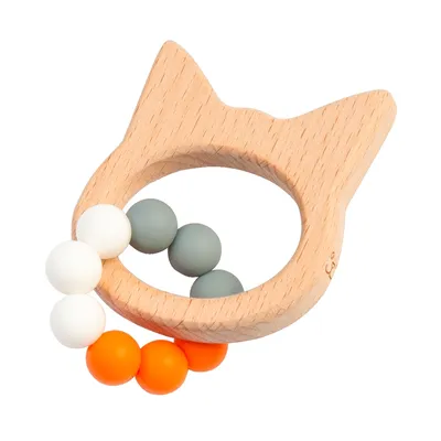 Produktbild von Happy Horse Dikkie Dik Holz-Beißring -Holz und Silikonperlen Baby
