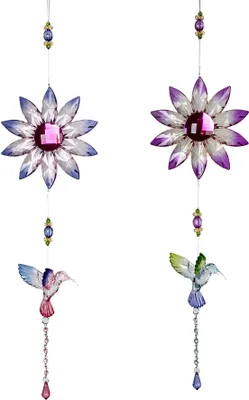 Produktbild von 2er Set Dekohänger Blumen mit Kolibri L. 55cm multifarben Acryl Formano F25