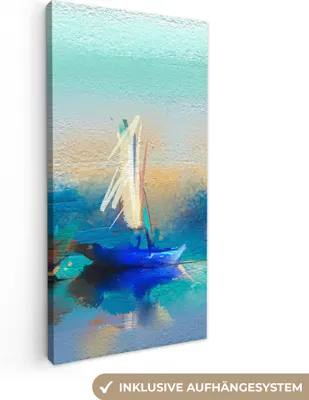 Obrázek produktu pro OneMillionCanvasses® - Obrazy na plátně - Olejomalba - Loď - Abstraktní, Nástěnná malba, Nástěnná dekorace Obývací pokoj Obrazy, 20x40cm