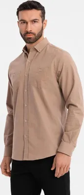 Zdjęcie produktu dla Ombre Clothing Koszula męska z długim rękawem Landene Jasnobrązowy XL