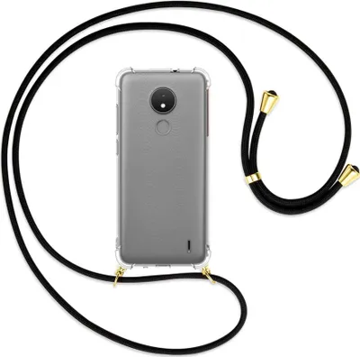 Produktbild von Handykette Backcover-Schutzhülle mit Band (Metall goldfarben) für Nokia C21, Nokia C20 - schwarz