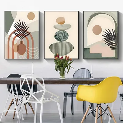 3er-Set Boho-Poster, abstrakte Pflanzenkunst, 50x70 cm, ohne Rahmen