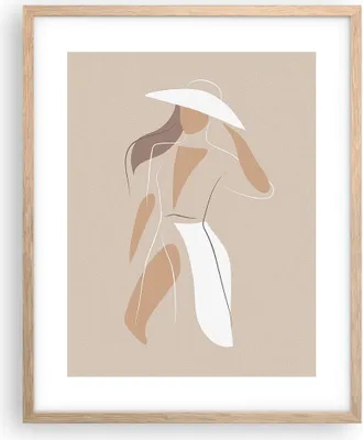 Produktbild von Gerahmtes Poster - Rahmen in heller Eiche - Minimalismus Frau Buntstift - 40x50 cm - Wand Bild - Wanddeko - Wandbilder - Kunstposter - Wandposter - Bilderrahmen - Bilder - Kunstdruck - P2NPA40x50-4603
