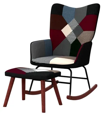 Produktbild von Schaukelstuhl mit Hocker im Patchwork-Stil für das Wohnzimmer