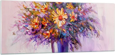 Produktbild von Bilder auf glas - Blumen Vase - 100x40cm - Glasbilder - Wandbilder - Bilder - Kunstdruck - zum Aufhängen bereit - Wanddekoration aus Glas - Glas Bilder - Wandbild auf Glas - Einteilig - GAB100x40-4112