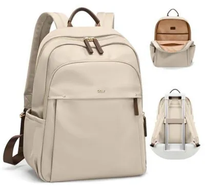 Productafbeelding van Laptoprugzak voor dames, schoolrugzak, computertas, geschikt voor laptops tot 14 inch, kleur: abrikoos