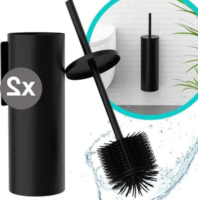 Immagine prodotto di Set di scopini per WC, montaggio a parete, nero, silicone e metallo