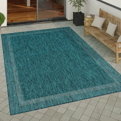 Produktbild von Outdoor Teppich Flachgewebe in Sisal-Optik mit Bordüre UV-beständig robust Grösse 300x400 cm