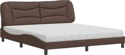 Produktbild von vidaXL Bett mit Matratze "Hvar" Braun 180x200 cm Kunstleder