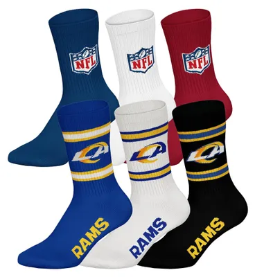 Zdjęcie produktu dla NFL Uni  Socken, 6er Pack - NFL Teams, 6Pack Crew Socks, Football, Logo, Baumwollmischung LA Rams/Mix 43-46