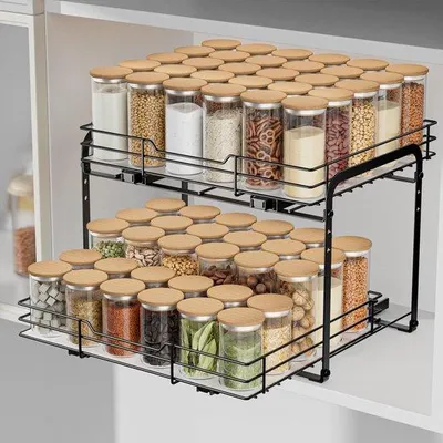 Produktbild von Famanu Kräuterregal ausziehbar, 2 Etagen, Organizer für die Küche, 34,3 x 27,2 x 24 cm