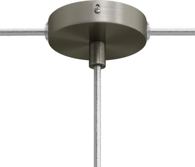 Produktbild von Creative-Cables Mini-Rosette, zylindrisch, aus Metall, mit 1 zentralem und 2 seitlichen Öffnungen – Zylindrisch, gebürstetes Titan